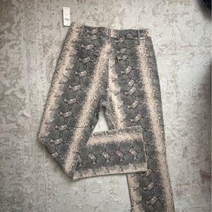 MOTHER Snake Print Hustler Flood Jeans